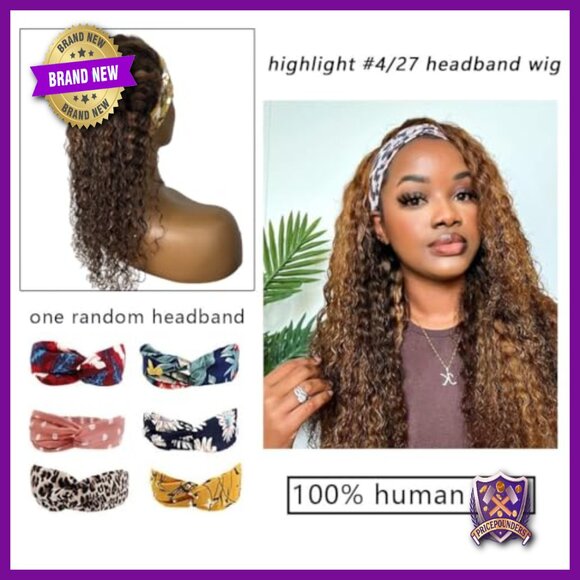 Human Hair Headband Wig Glueless Deep Wave 18 Inch Wear and Go